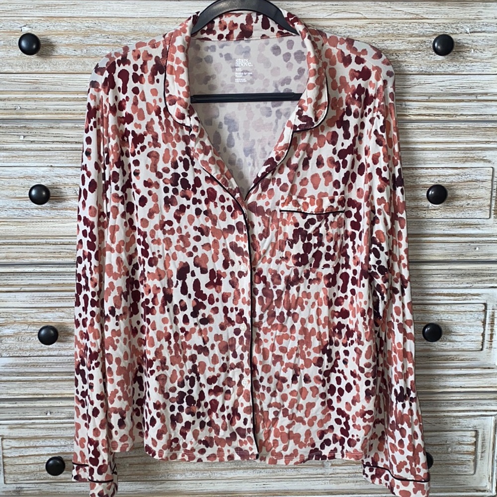Stars Above - Pink dotted Long Sleeve Sleep Shirt